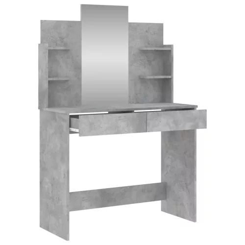 Betonszürke fésülködőasztal tükörrel 96 x 39 x 142 cm