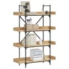 4-szintes sonoma tölgy szerelt fa könyvespolc 100x33x145,5 cm