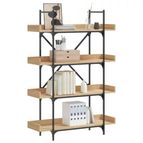   4-szintes sonoma tölgy szerelt fa könyvespolc 100x33x145,5 cm