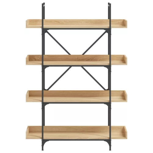 4-szintes sonoma tölgy szerelt fa könyvespolc 100x33x145,5 cm
