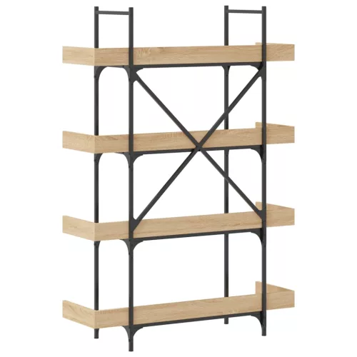 4-szintes sonoma tölgy szerelt fa könyvespolc 100x33x145,5 cm