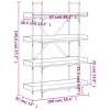 4-szintes sonoma tölgy szerelt fa könyvespolc 100x33x145,5 cm