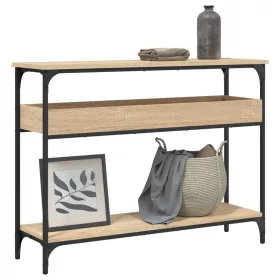   Sonoma tölgyfa konzolasztal polccal 100 x 29 x 75 cm rétegelt fából