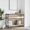 Sonoma tölgyfa konzolasztal polccal 100 x 29 x 75 cm rétegelt fából