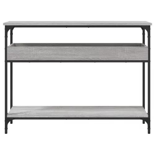 Szürke sonoma színű szerelt fa tálalóasztal polccal 100x29x75cm