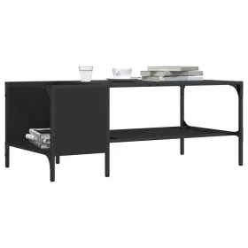   Fekete szerelt fa dohányzóasztal állvánnyal 100 x 51 x 40 cm