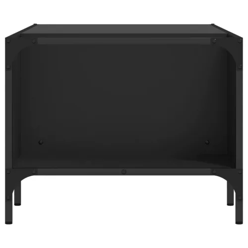 Fekete szerelt fa dohányzóasztal állvánnyal 100 x 51 x 40 cm