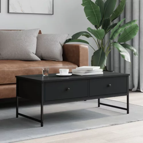 Fekete szerelt fa dohányzóasztal 101x49x39,5 cm
