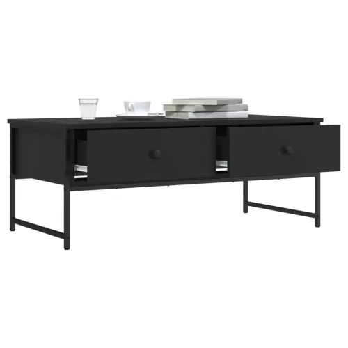 Fekete szerelt fa dohányzóasztal 101x49x39,5 cm