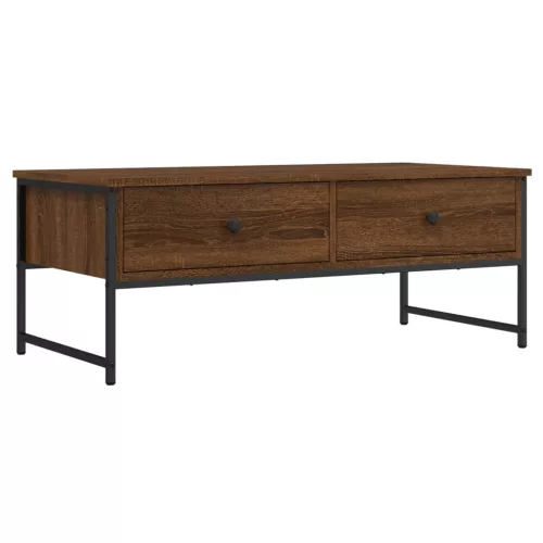 Barna tölgyszínű szerelt fa dohányzóasztal 101x49x39,5 cm
