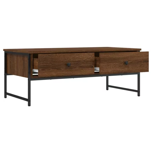 Barna tölgyszínű szerelt fa dohányzóasztal 101x49x39,5 cm