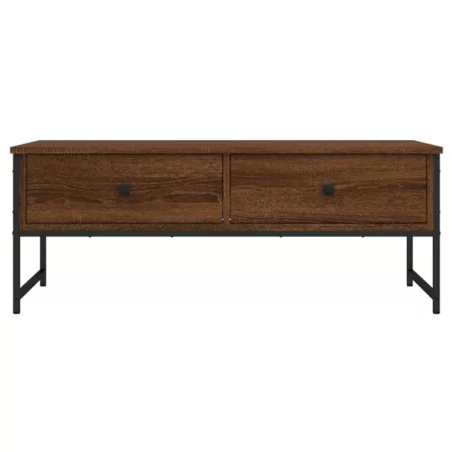 Barna tölgyszínű szerelt fa dohányzóasztal 101x49x39,5 cm