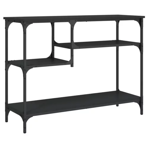 Fekete tálalóasztal polcokkal 100 x 35 x 75 cm