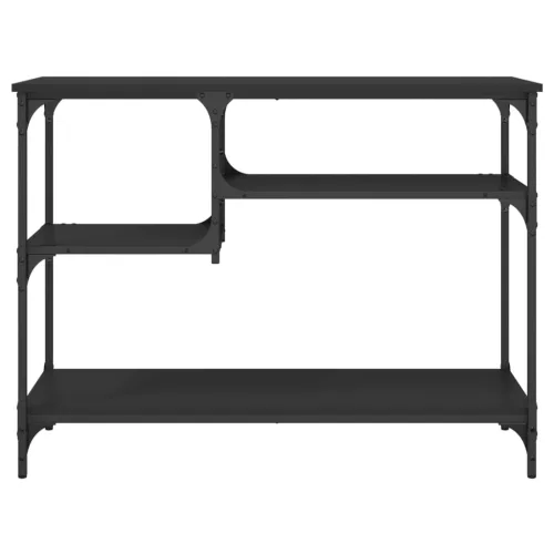 Fekete tálalóasztal polcokkal 100 x 35 x 75 cm