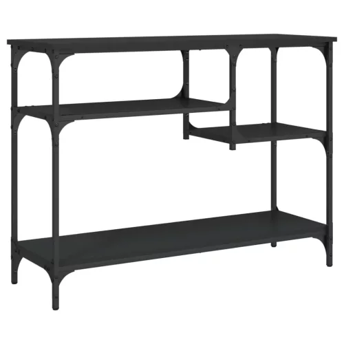 Fekete tálalóasztal polcokkal 100 x 35 x 75 cm
