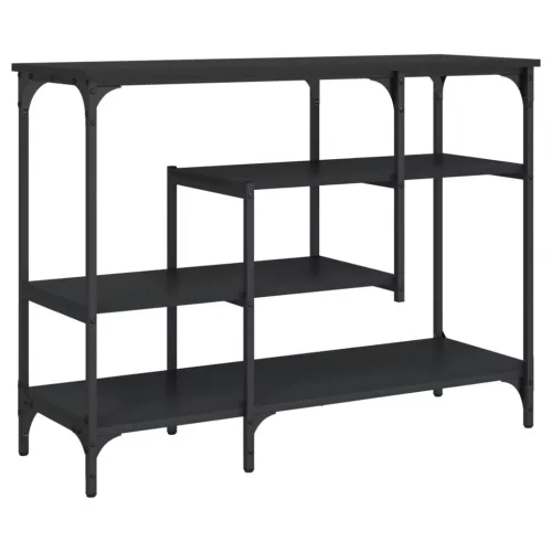 Fekete tálalóasztal polcokkal 100 x 35 x 75 cm
