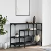 Fekete tálalóasztal polcokkal 100 x 35 x 75 cm