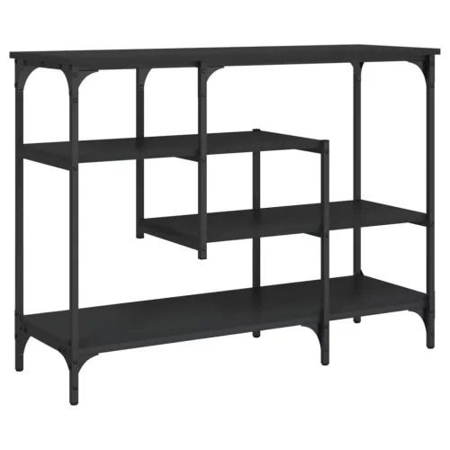 Fekete tálalóasztal polcokkal 100 x 35 x 75 cm