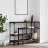 Barna tölgyszínű tálalóasztal polcokkal 100 x 35 x 75 cm
