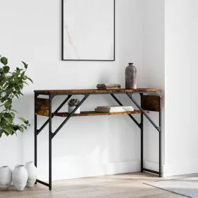   Füstös tölgy színű szerelt fa tálalóasztal polccal 105x30x75 cm