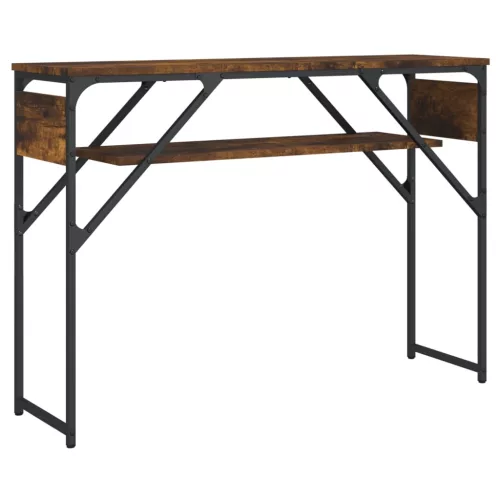 Füstös tölgy színű szerelt fa tálalóasztal polccal 105x30x75 cm