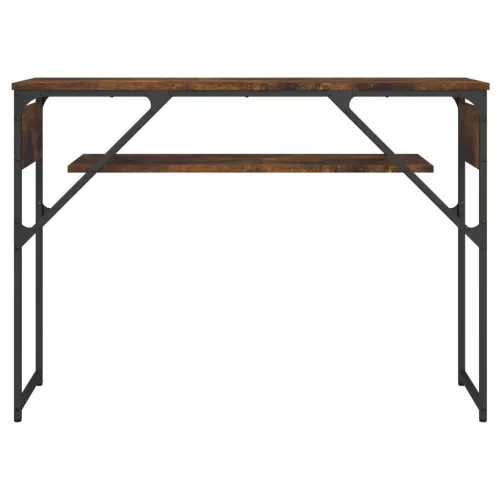 Füstös tölgy színű szerelt fa tálalóasztal polccal 105x30x75 cm