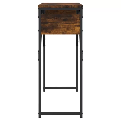 Füstös tölgy színű szerelt fa tálalóasztal polccal 105x30x75 cm