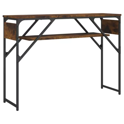 Füstös tölgy színű szerelt fa tálalóasztal polccal 105x30x75 cm