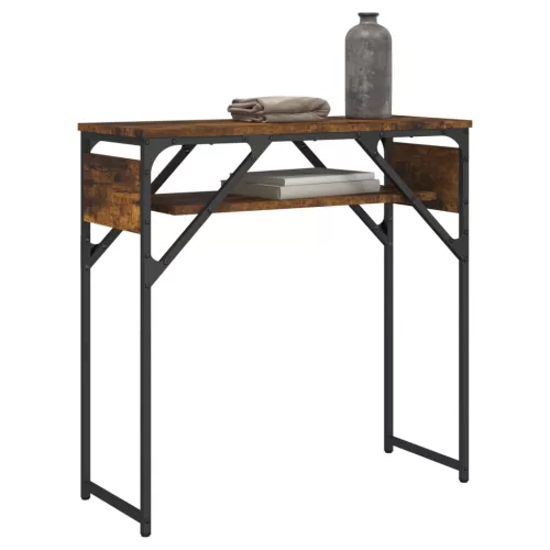 Füstös tölgy színű szerelt fa tálalóasztal polccal 75x30x75 cm