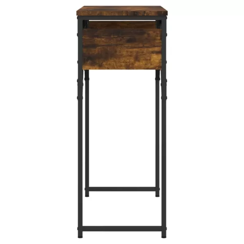 Füstös tölgy színű szerelt fa tálalóasztal polccal 75x30x75 cm