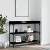 Fekete tálalóasztal polcokkal 100 x 30 x 80 cm