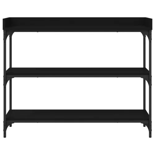 Fekete tálalóasztal polcokkal 100 x 30 x 80 cm