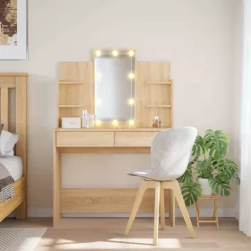   Sonoma tölgy színű fésülködőasztal LED-lámpákkal 96x40x142 cm