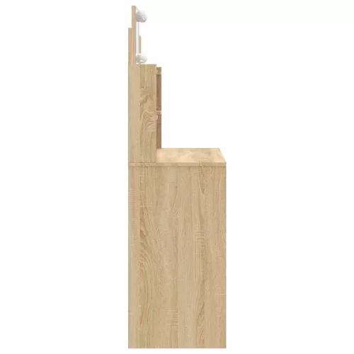 Sonoma tölgy színű fésülködőasztal LED-lámpákkal 96x40x142 cm