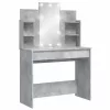 Betonszürke fésülködőasztal LED-del 96 x 40 x 142 cm