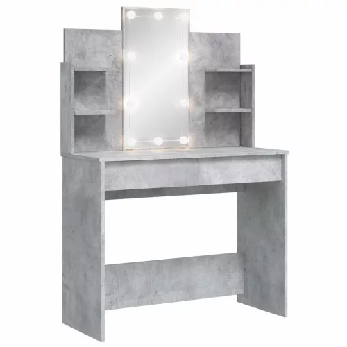 Betonszürke fésülködőasztal LED-del 96 x 40 x 142 cm