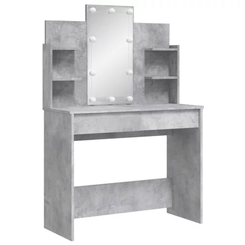 Betonszürke fésülködőasztal LED-del 96 x 40 x 142 cm