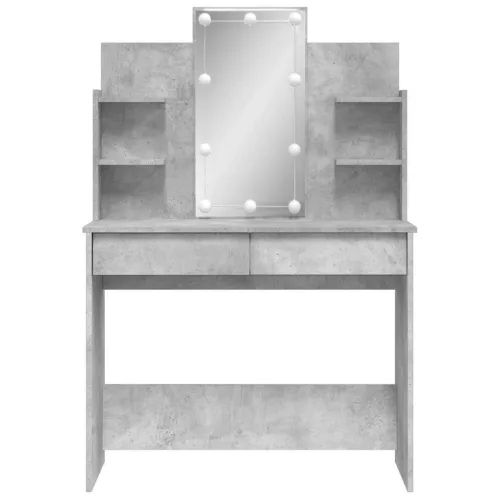 Betonszürke fésülködőasztal LED-del 96 x 40 x 142 cm