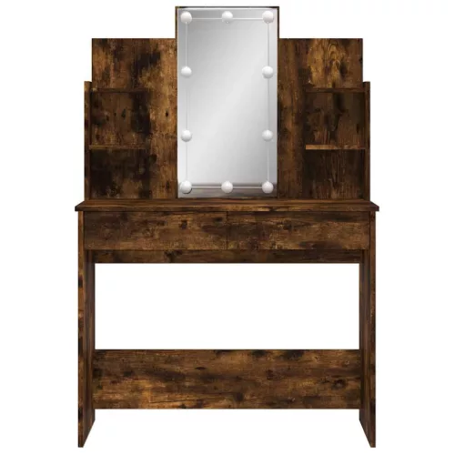 Füstös tölgy színű fésülködőasztal LED-lámpákkal 96x40x142 cm