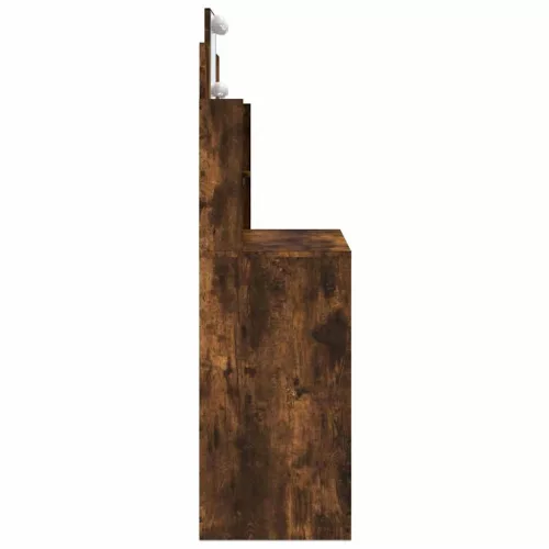 Füstös tölgy színű fésülködőasztal LED-lámpákkal 96x40x142 cm