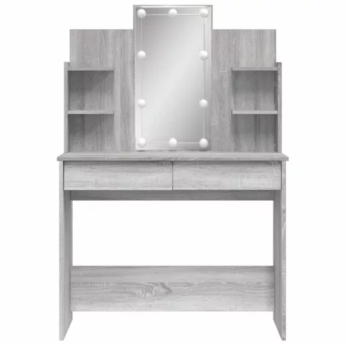 Szürke sonoma színű fésülködőasztal LED-del 96x40x142 cm