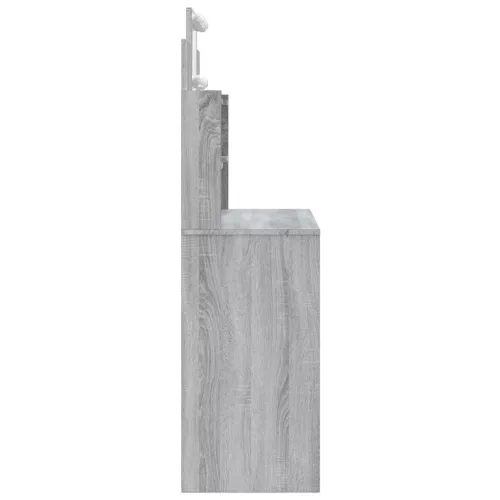 Szürke sonoma színű fésülködőasztal LED-del 96x40x142 cm
