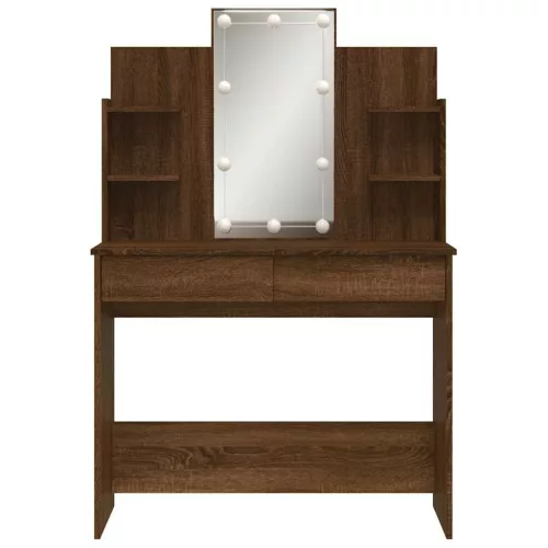 Barna tölgy fésülködőasztal LED-del 96x40x142 cm