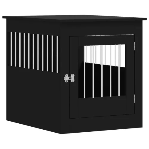 Fekete szerelt fa kutyaketrec 64,5 x 80 x 71 cm