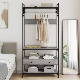   Szürke sonoma szerelt fa ruhásszekrény fiókokkal 89x39x184,5 cm