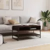 Barna tölgyszínű szerelt fa dohányzóasztal 90 x 50 x 45 cm
