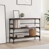 Barna tölgyszínű szerelt fa tálalóasztal 100 x 32 x 75 cm