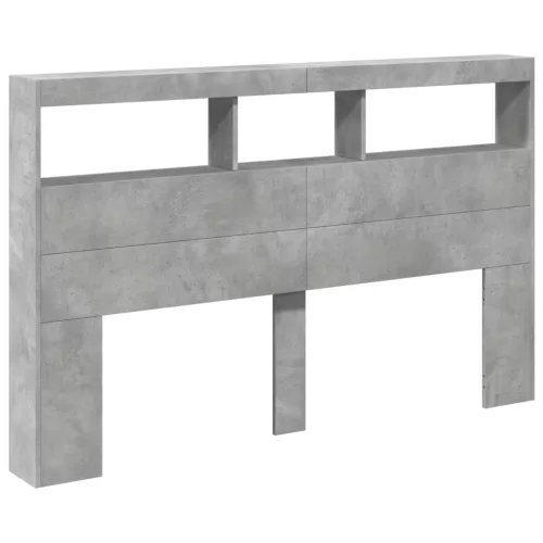 Betonszürke áthidalószekrény LED-világítással 160 x 17 x 102 cm