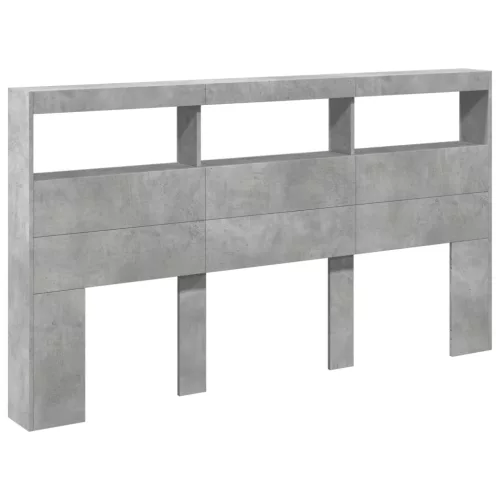 Betonszürke áthidalószekrény LED-világítással 180 x 17 x 102 cm