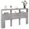 Betonszürke áthidalószekrény LED-világítással 180 x 17 x 102 cm